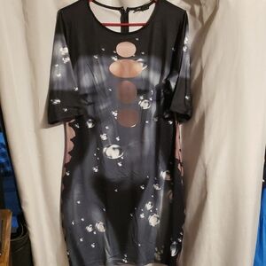 Fashion Nova Black and Gray Long Sleeve Dress